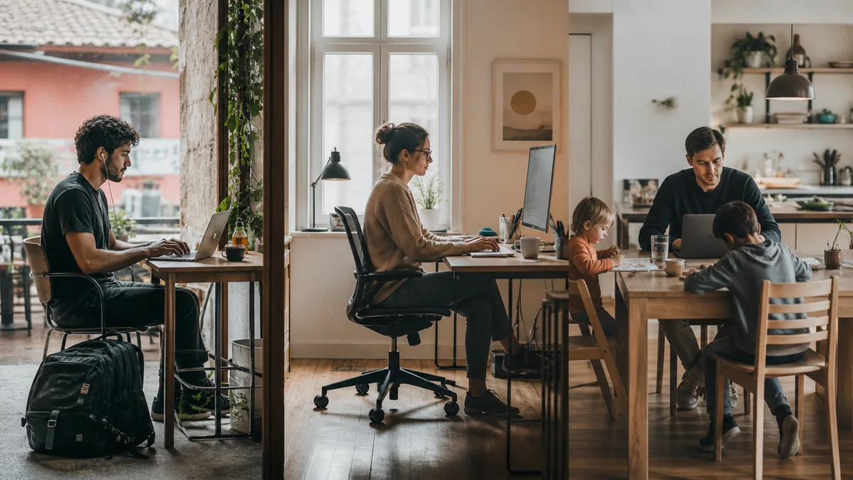 Different travel, remote-work and settled-expat working arrangements